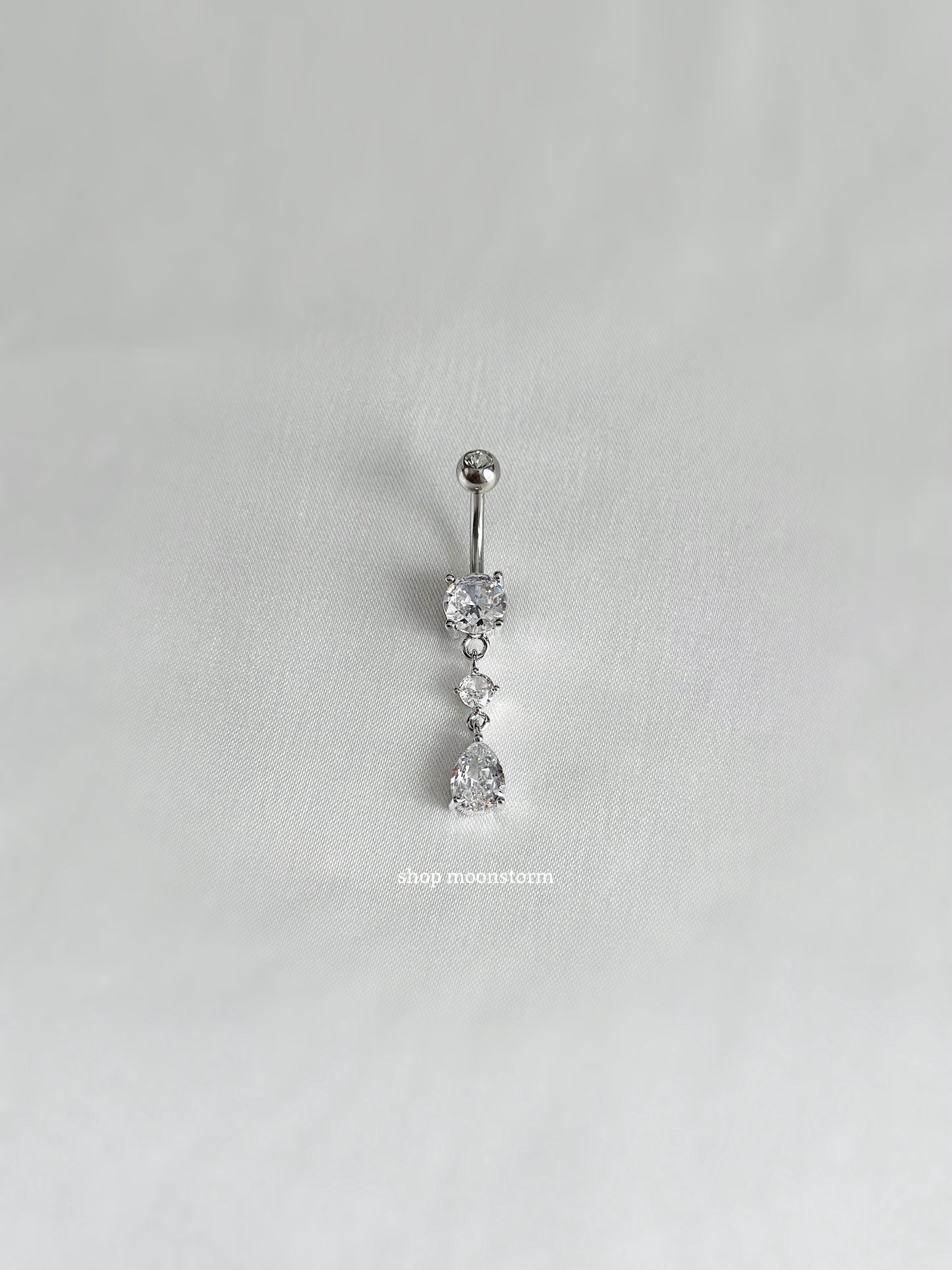 Silver Teardrop Dangle Belly Ring