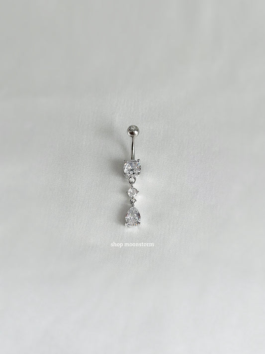 Silver Teardrop Dangle Belly Ring