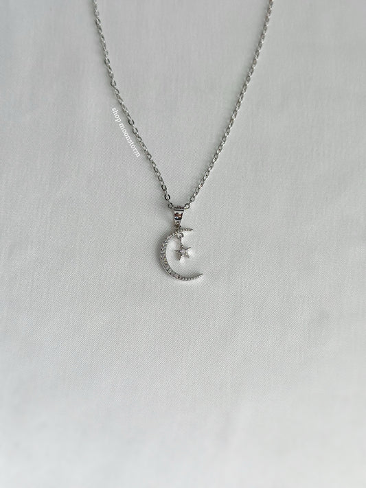CZ Moon & Star Necklace