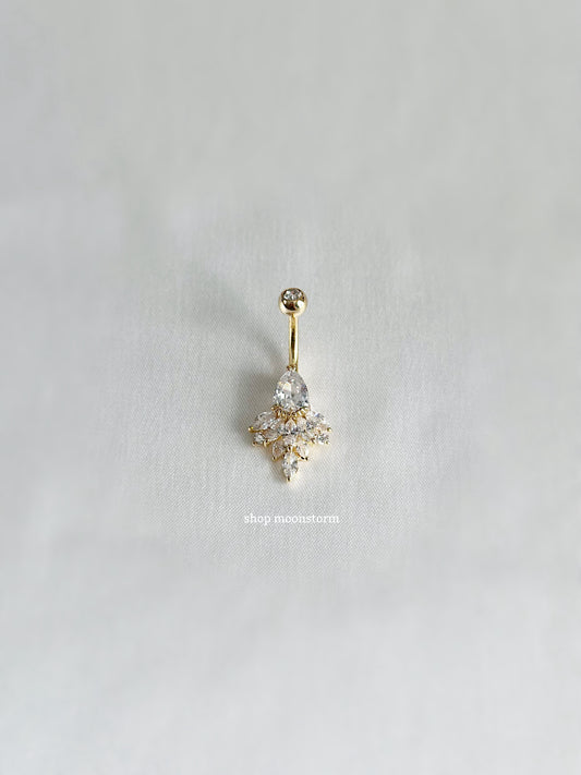 Gold Diamond Teardrop Belly Ring