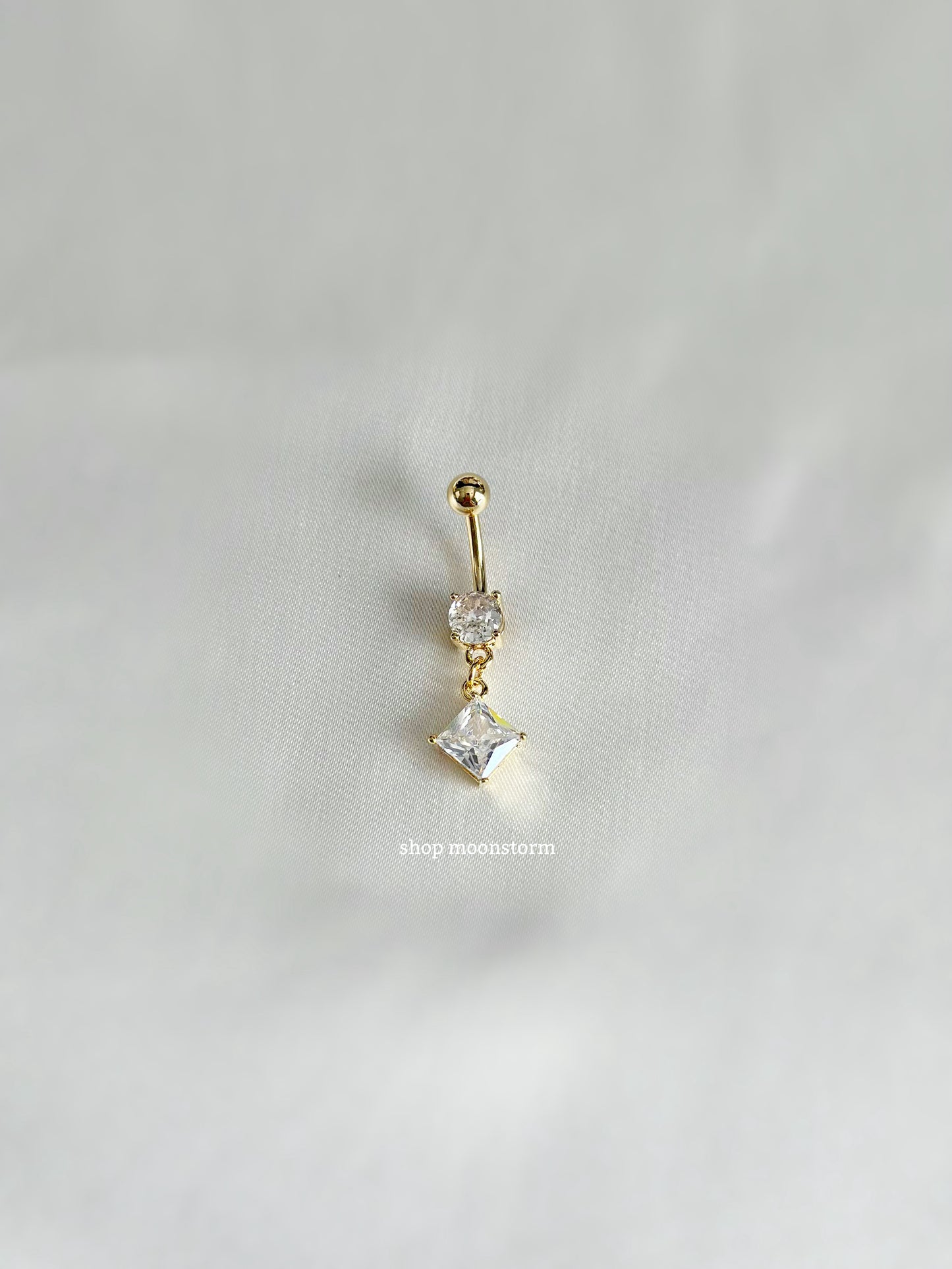 CZ Gold Diamond Belly Ring