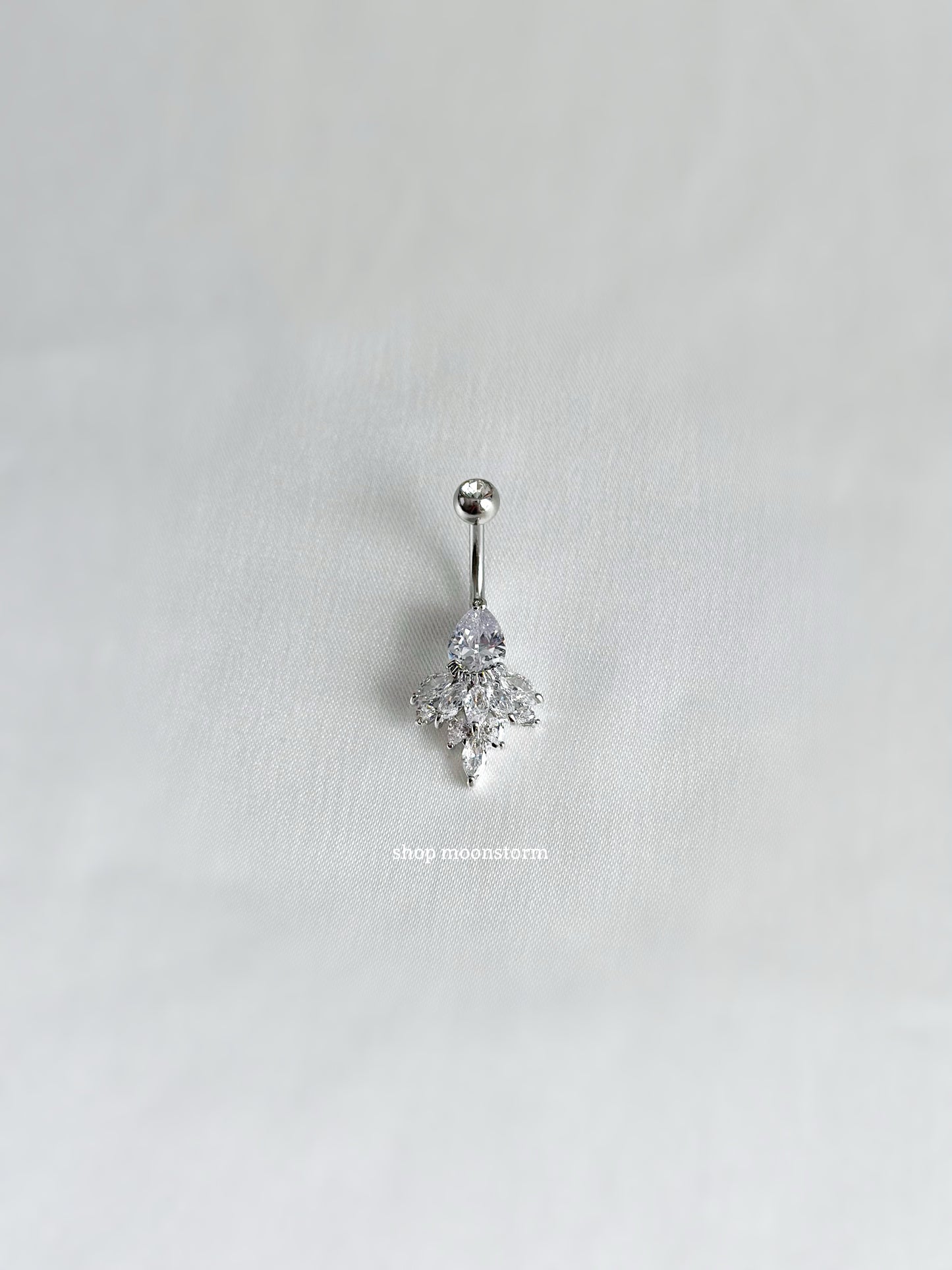 Silver Diamond Teardrop Belly Ring