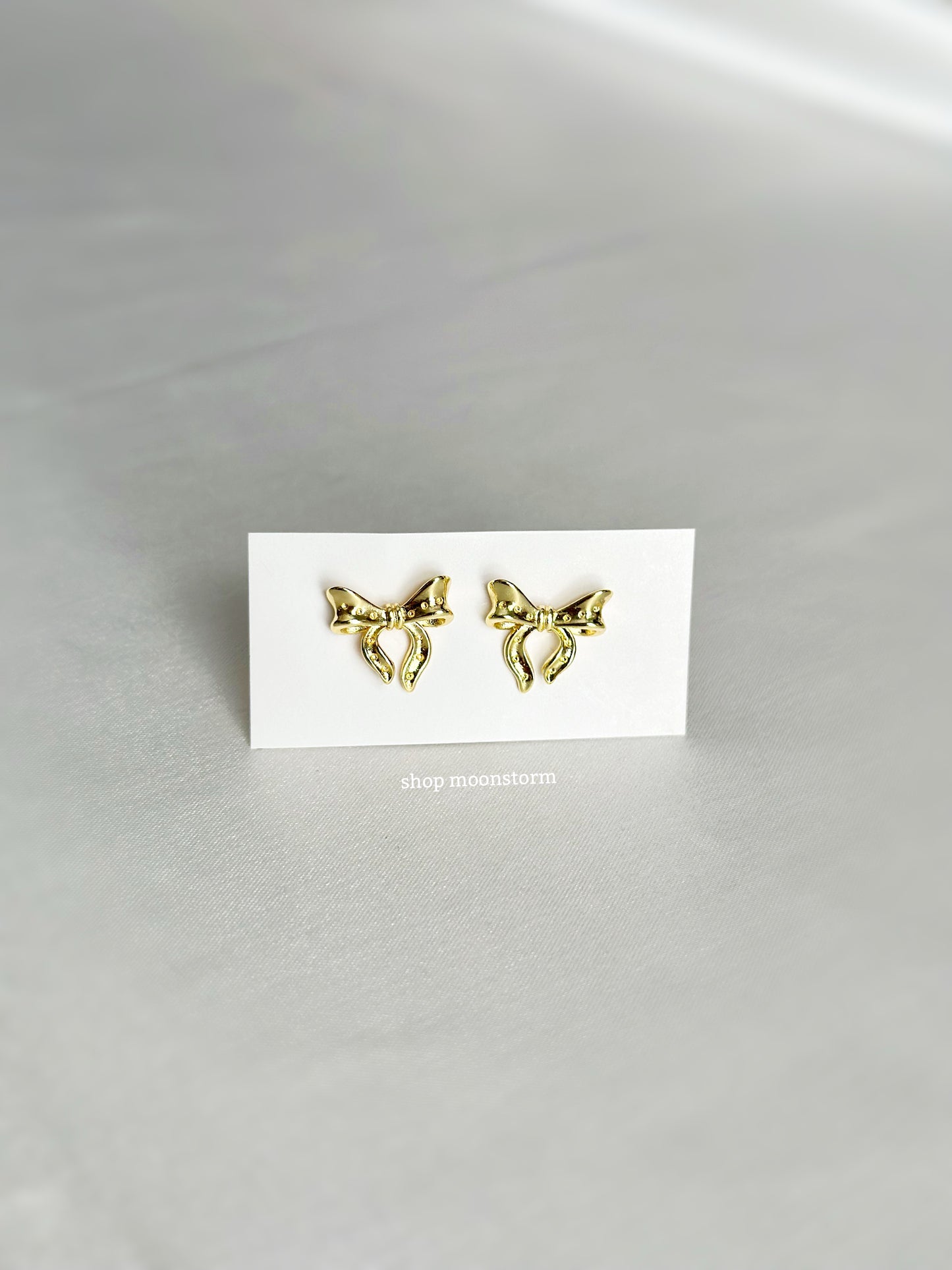 Cherie Ribbon Bow Stud Earrings