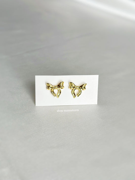 Cherie Ribbon Bow Stud Earrings