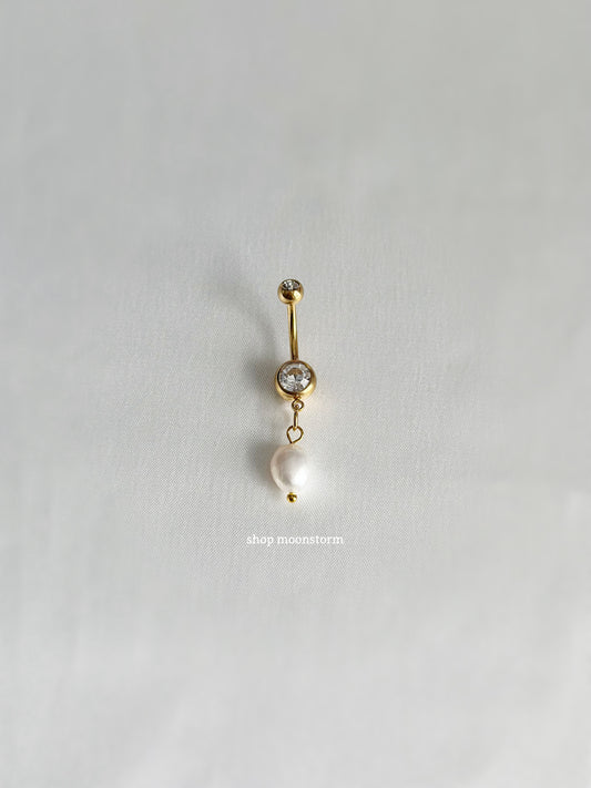 Gold Pearl Belly Ring