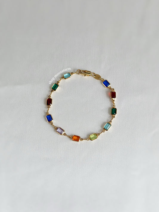 Multicolor Rectangle Gemstone Bracelet