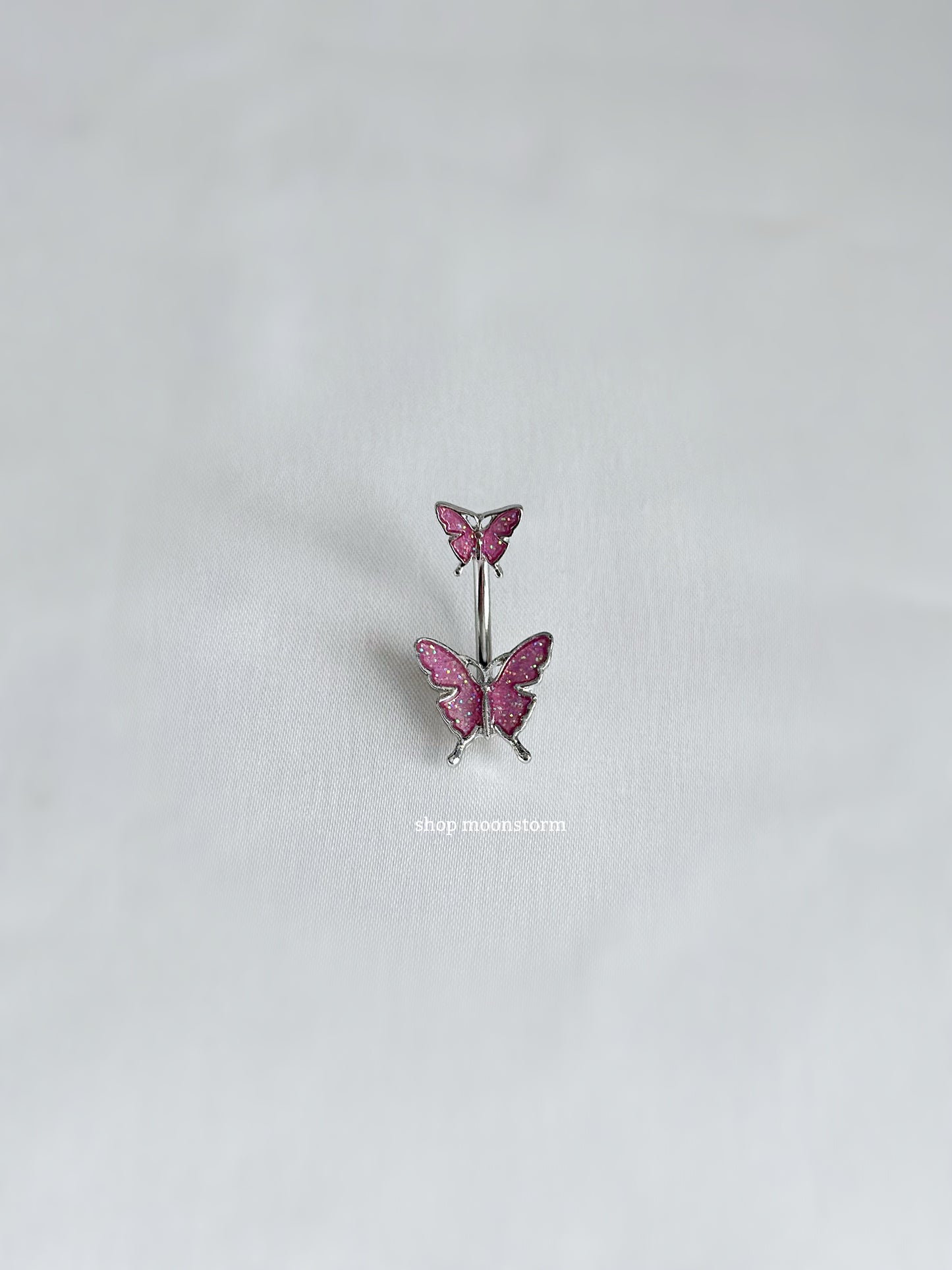 Pink Butterfly Belly Ring