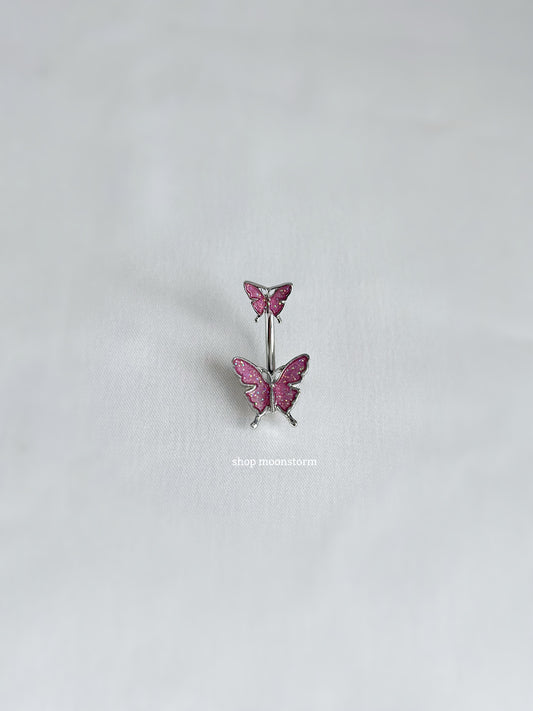 Pink Butterfly Belly Ring