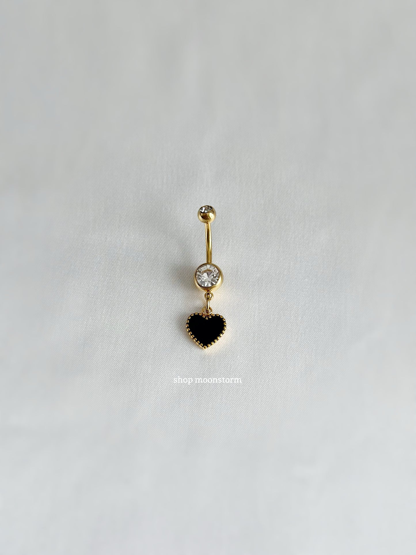 Black Heart Belly Ring (Gold Version)