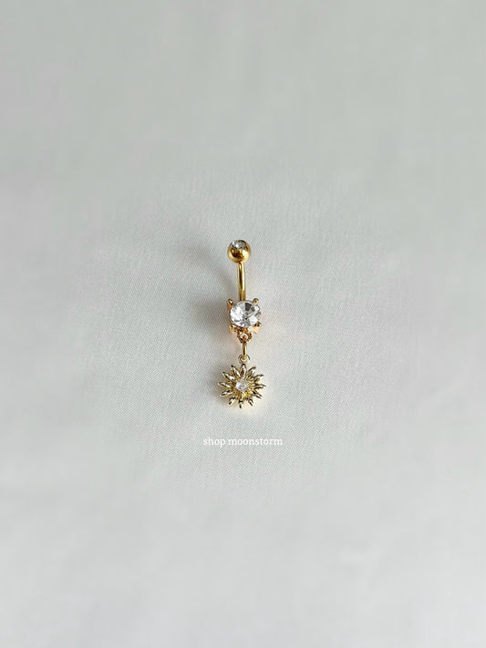 Gold Sunflower Belly Ring