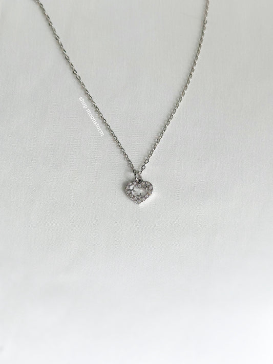 Silver Heart & Stars Necklace