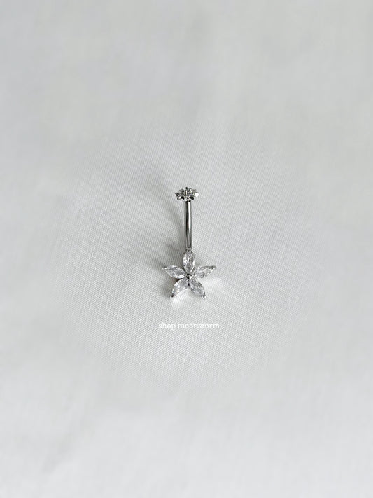 Silver Flower Belly Ring