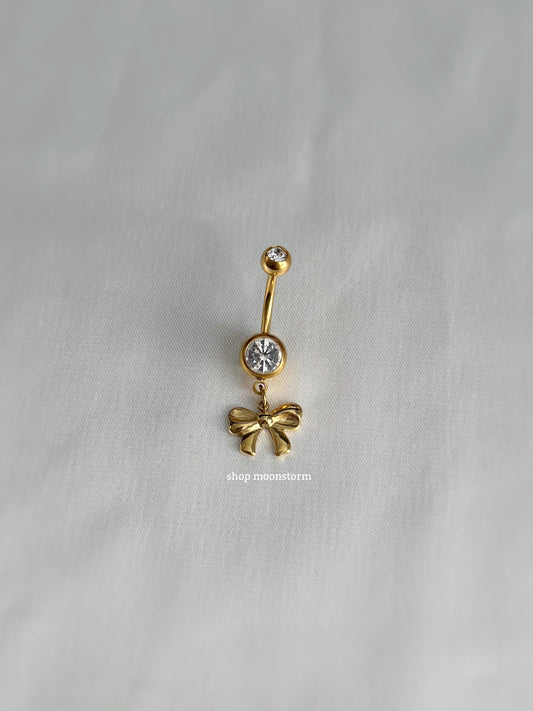Gold Ribbon Bow Belly Ring
