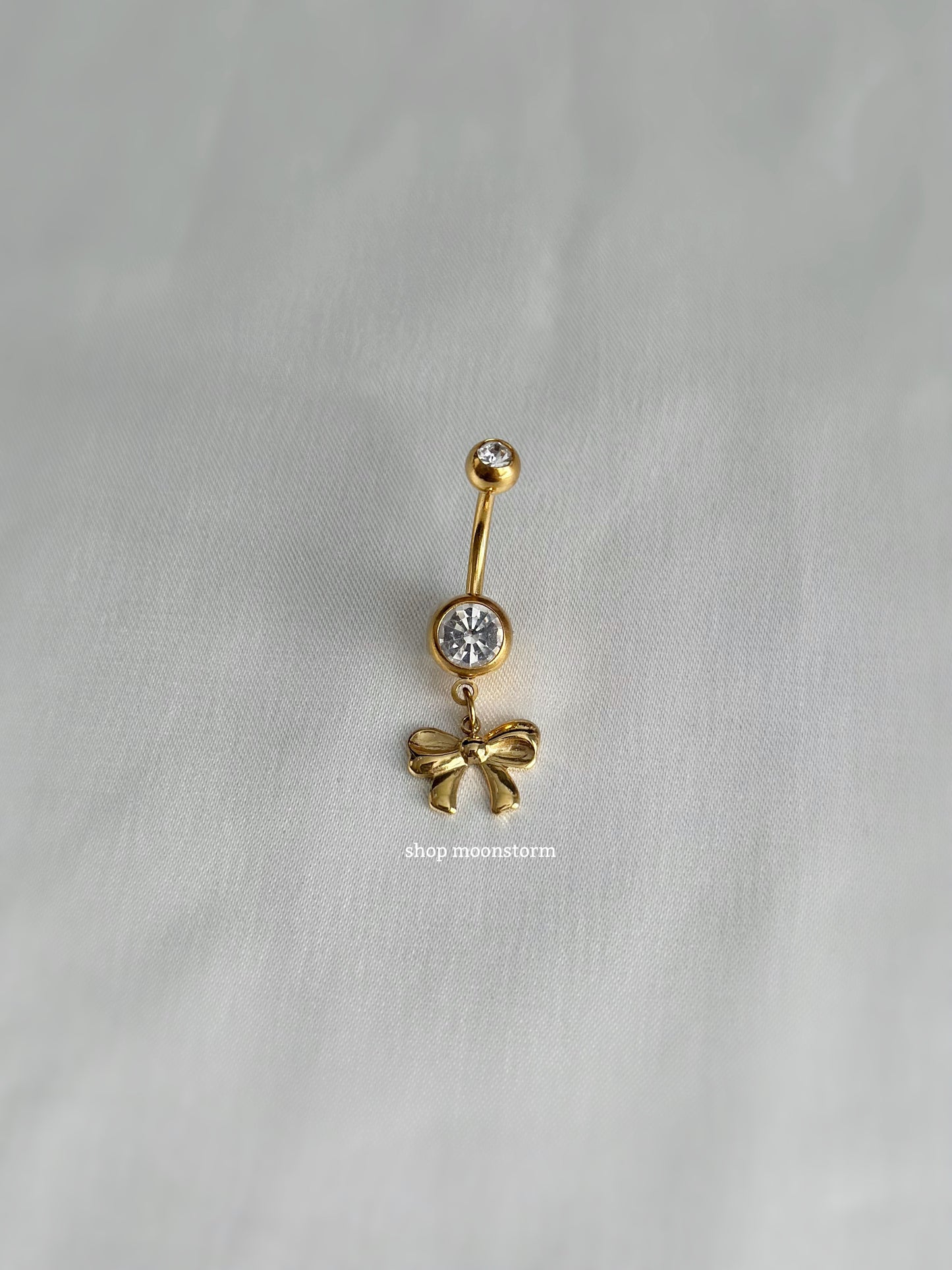 Gold Ribbon Bow Belly Ring