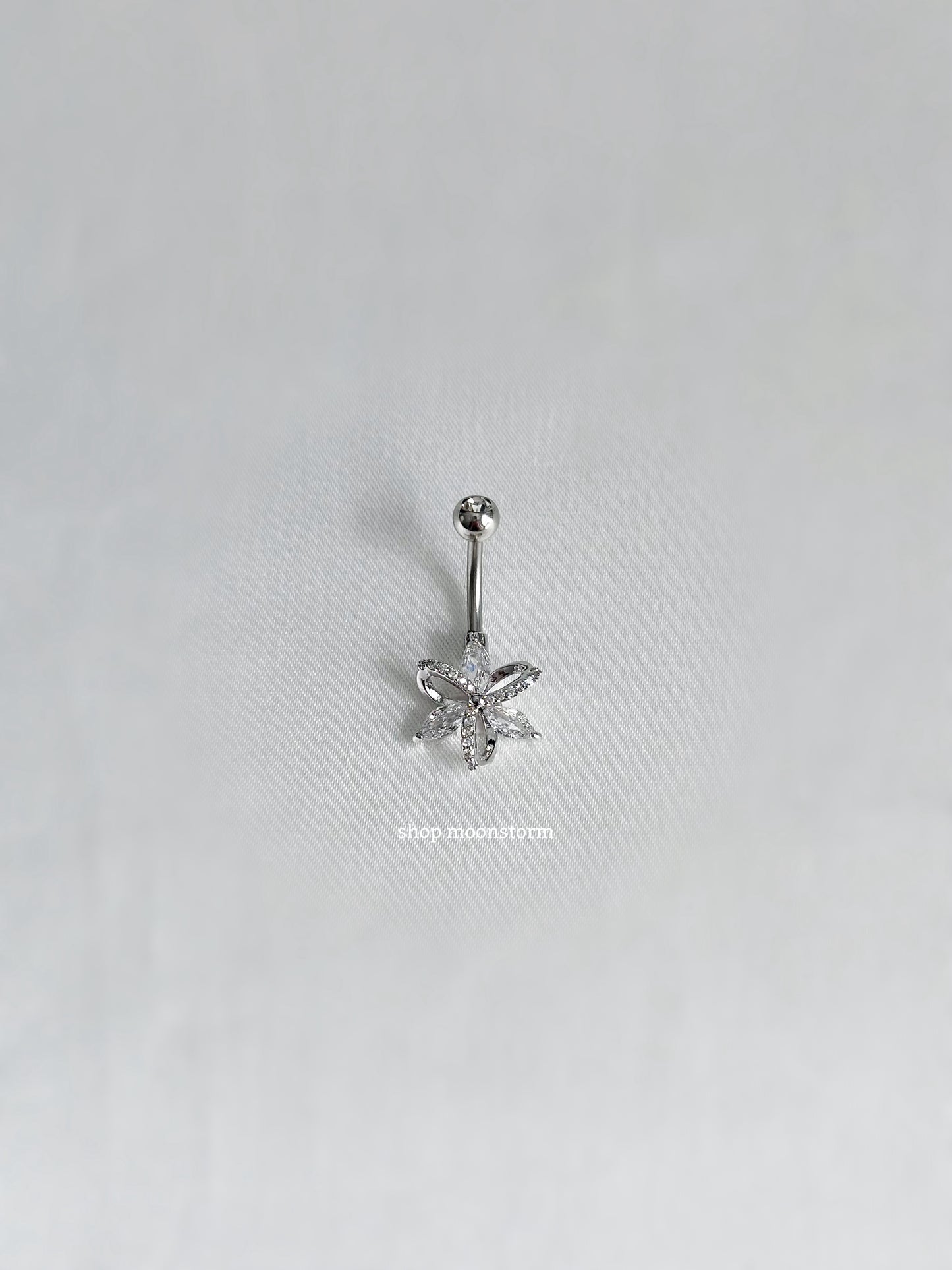 Silver Spiral Flower Belly Ring