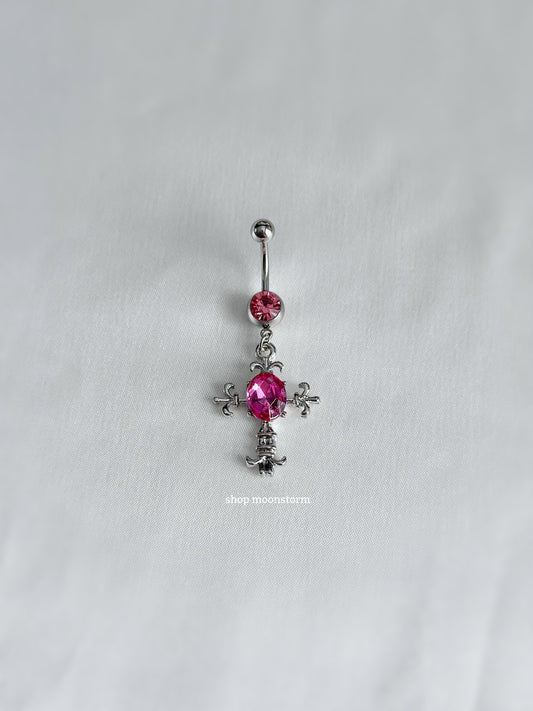 Pink Cross Belly Ring