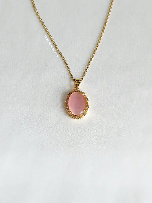 Oval Pink Amulet Necklace