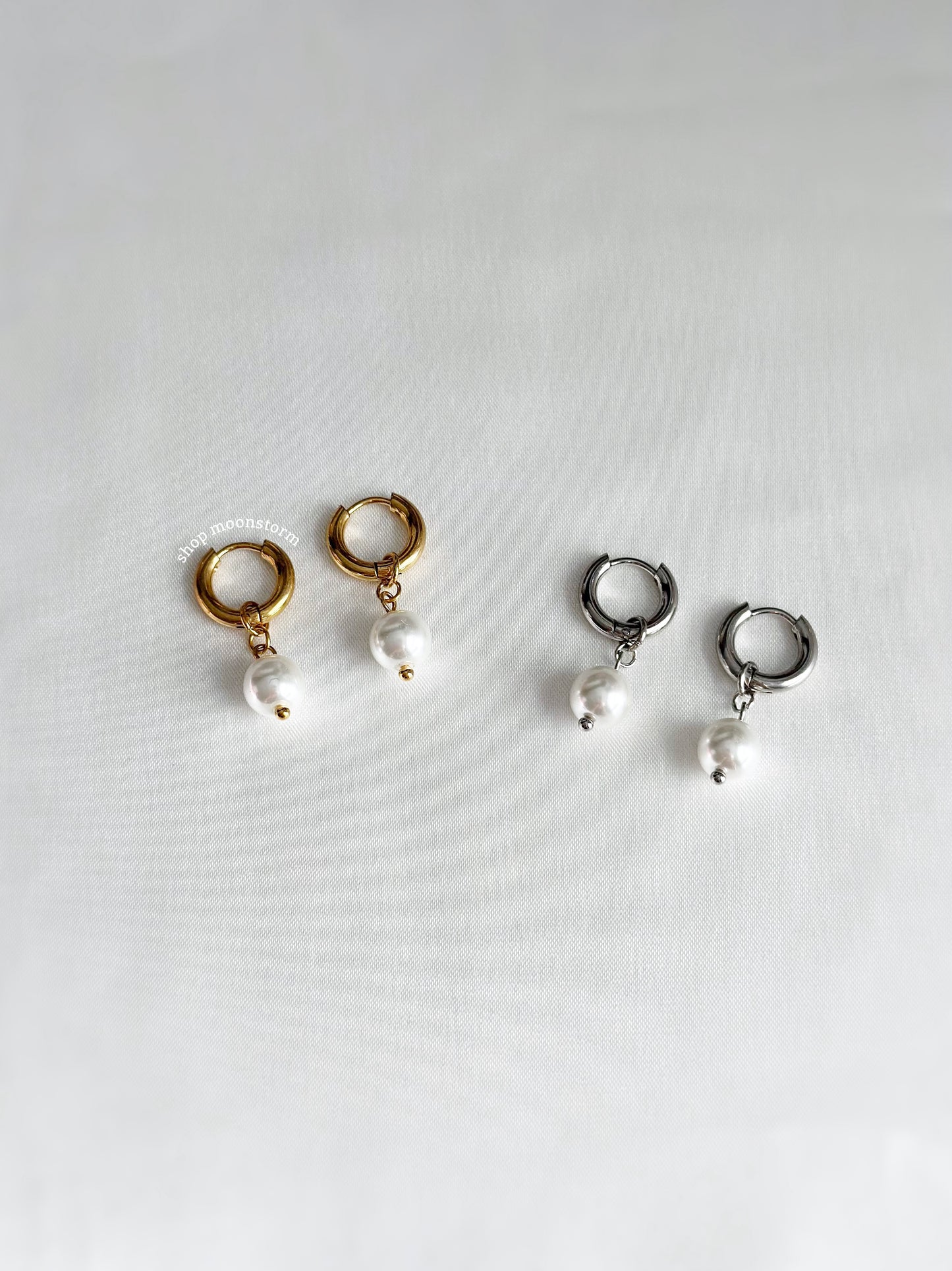 Classic Gold Pearl Hoop Earrings