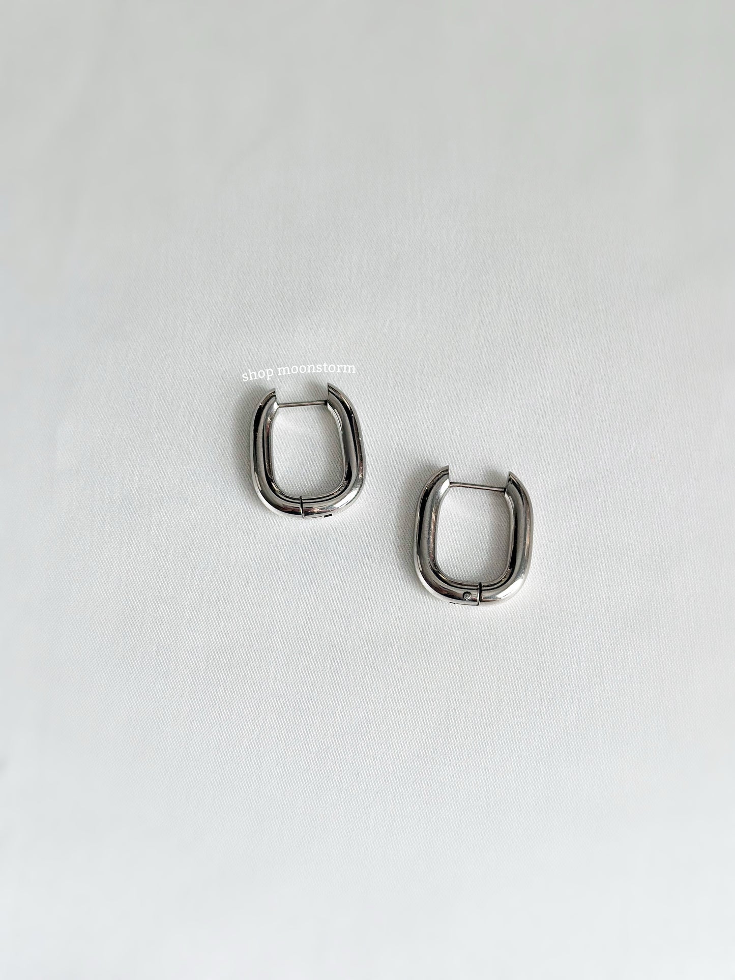 Silver Oval Hoop Earrings