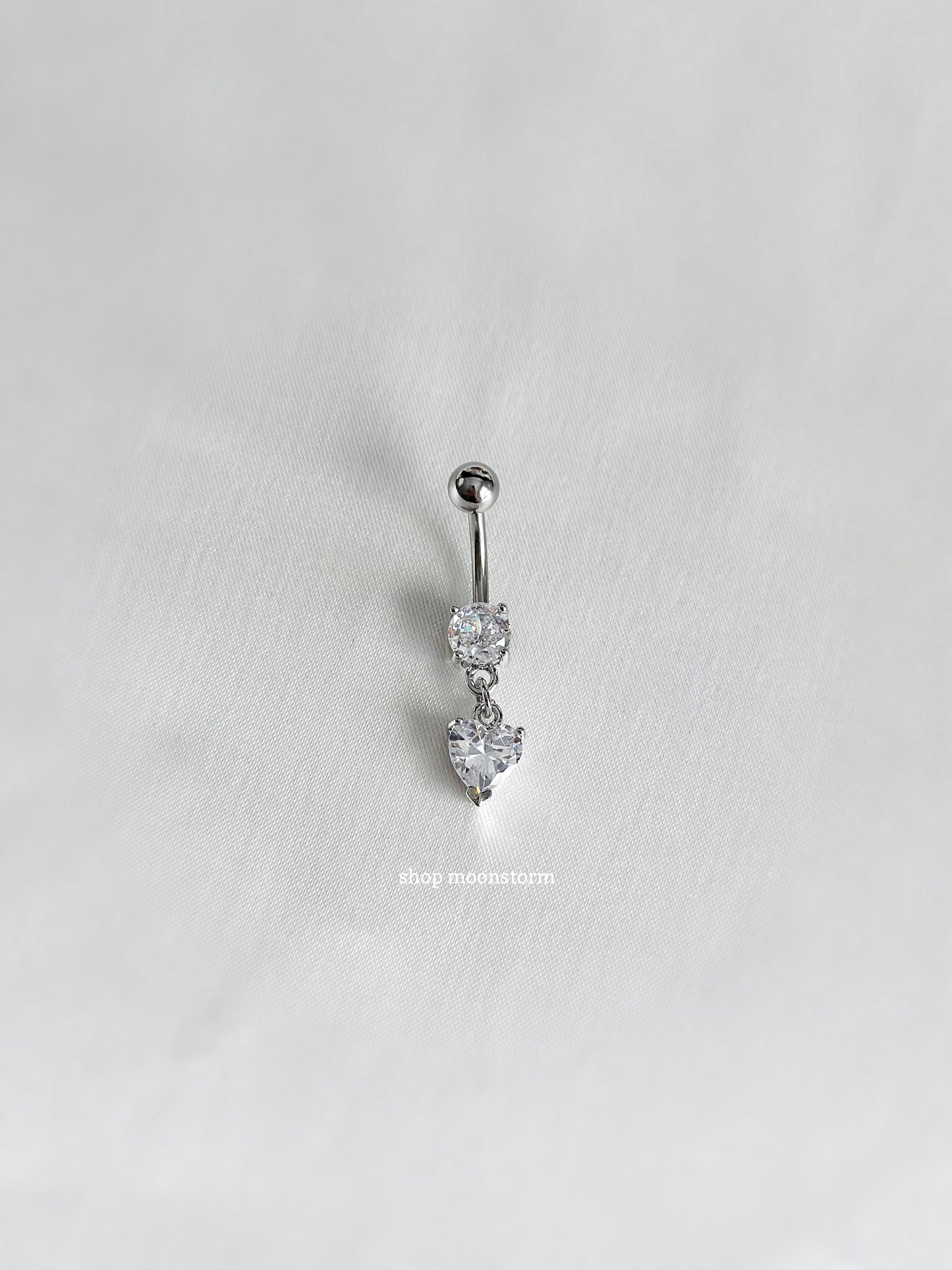 Silver Heart Dangle Belly Ring