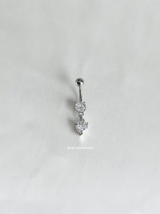 Silver Heart Dangle Belly Ring