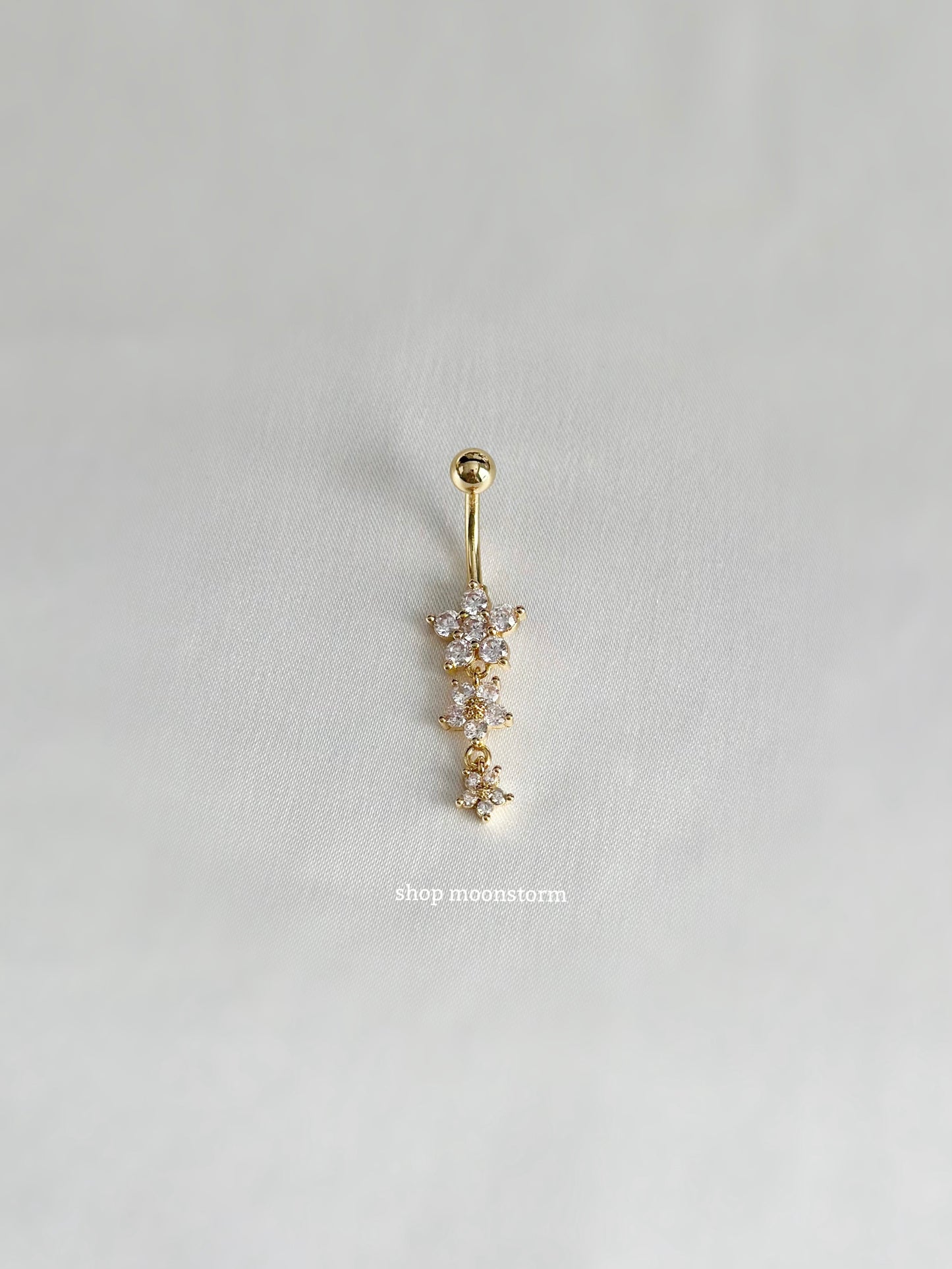 Gold Triple Daisy Flower Belly Ring