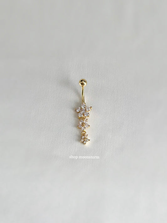 Gold Triple Daisy Flower Belly Ring