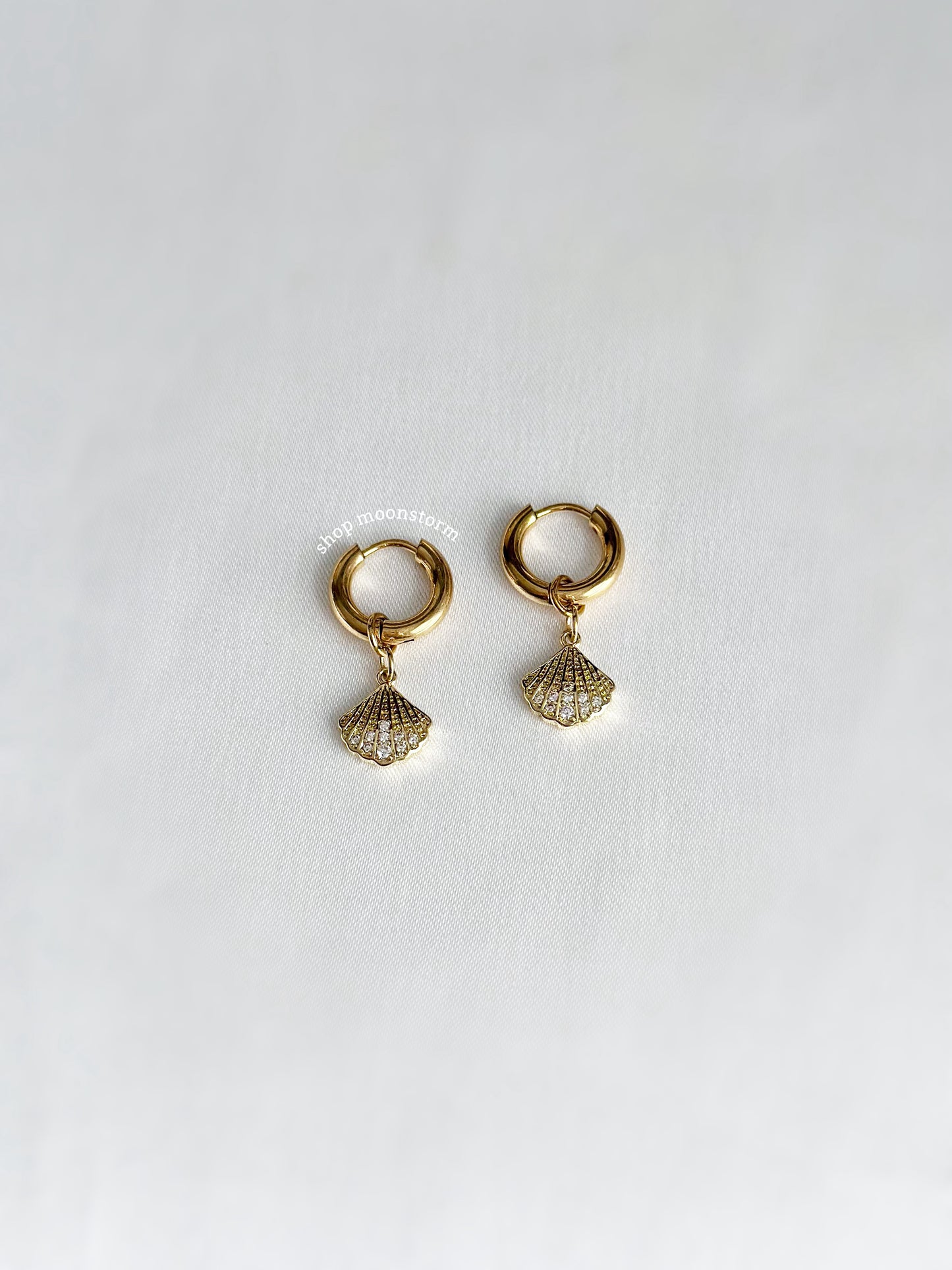 Gold Seashell Hoop Earrings