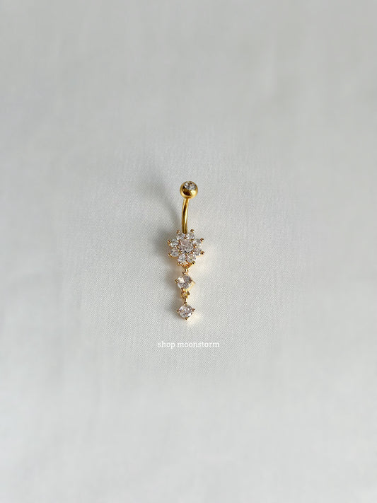 Gold Flower Drop Dangle Belly Ring