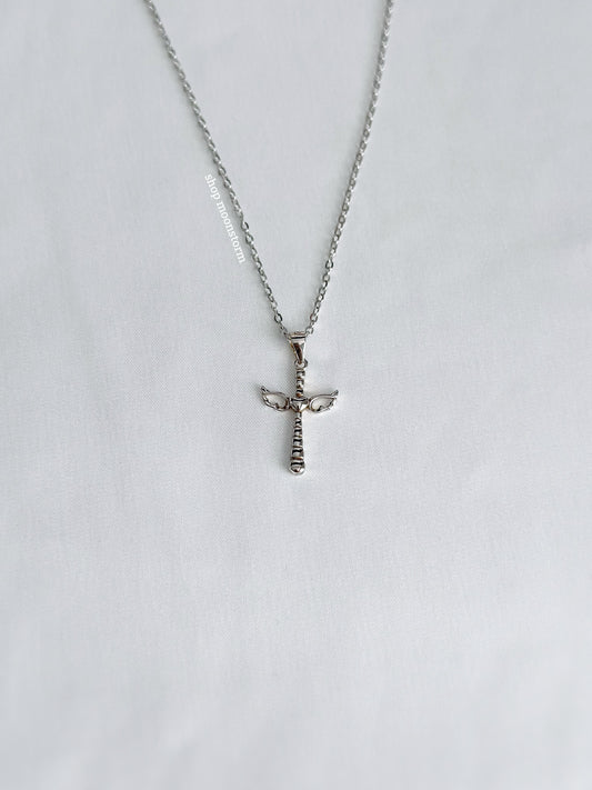 Angel Wings Cross Heart Necklace