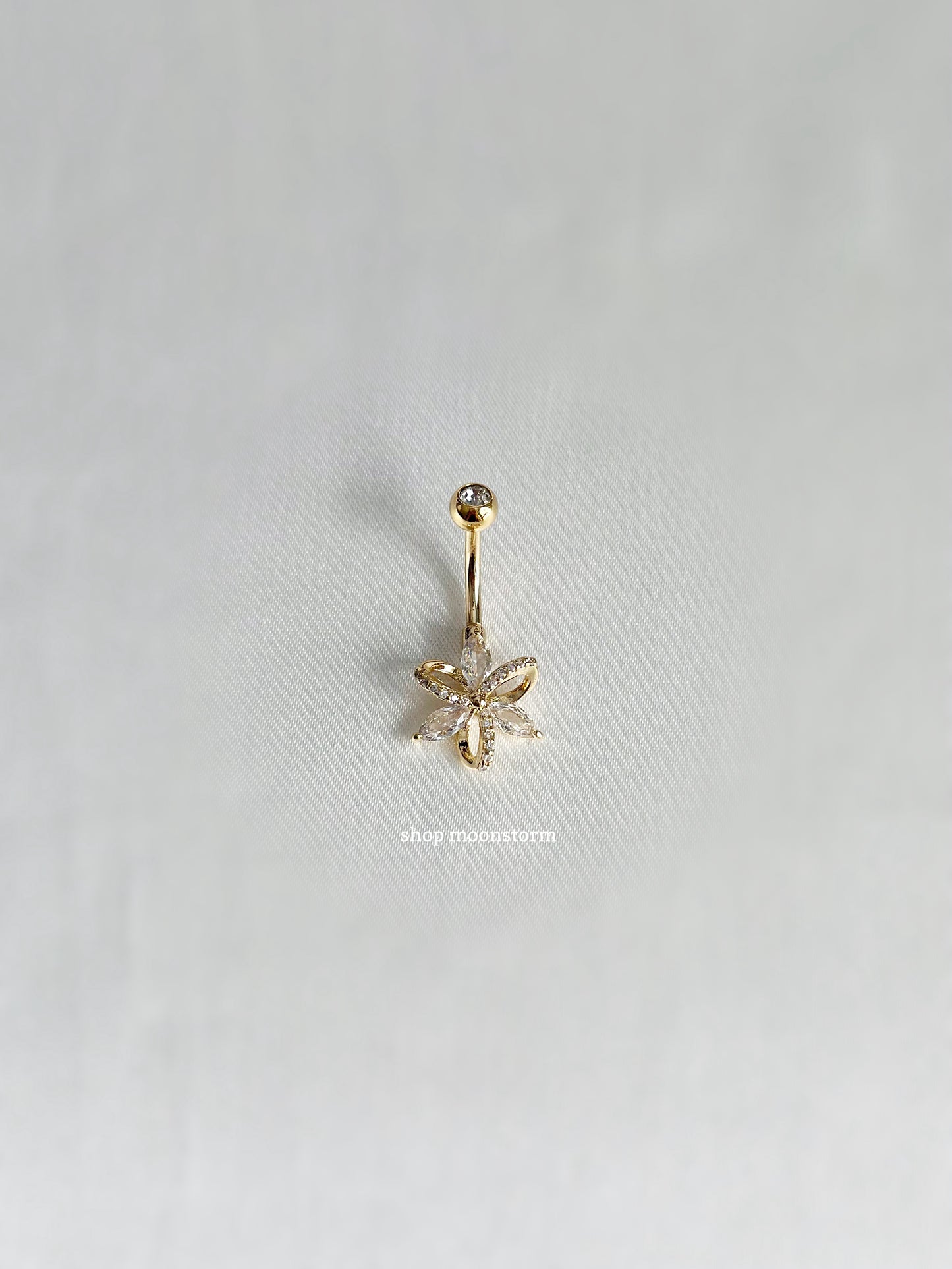 Gold Spiral Flower Belly Ring