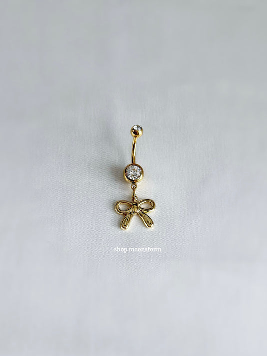 Gold Classic Ribbon Bow Belly Ring