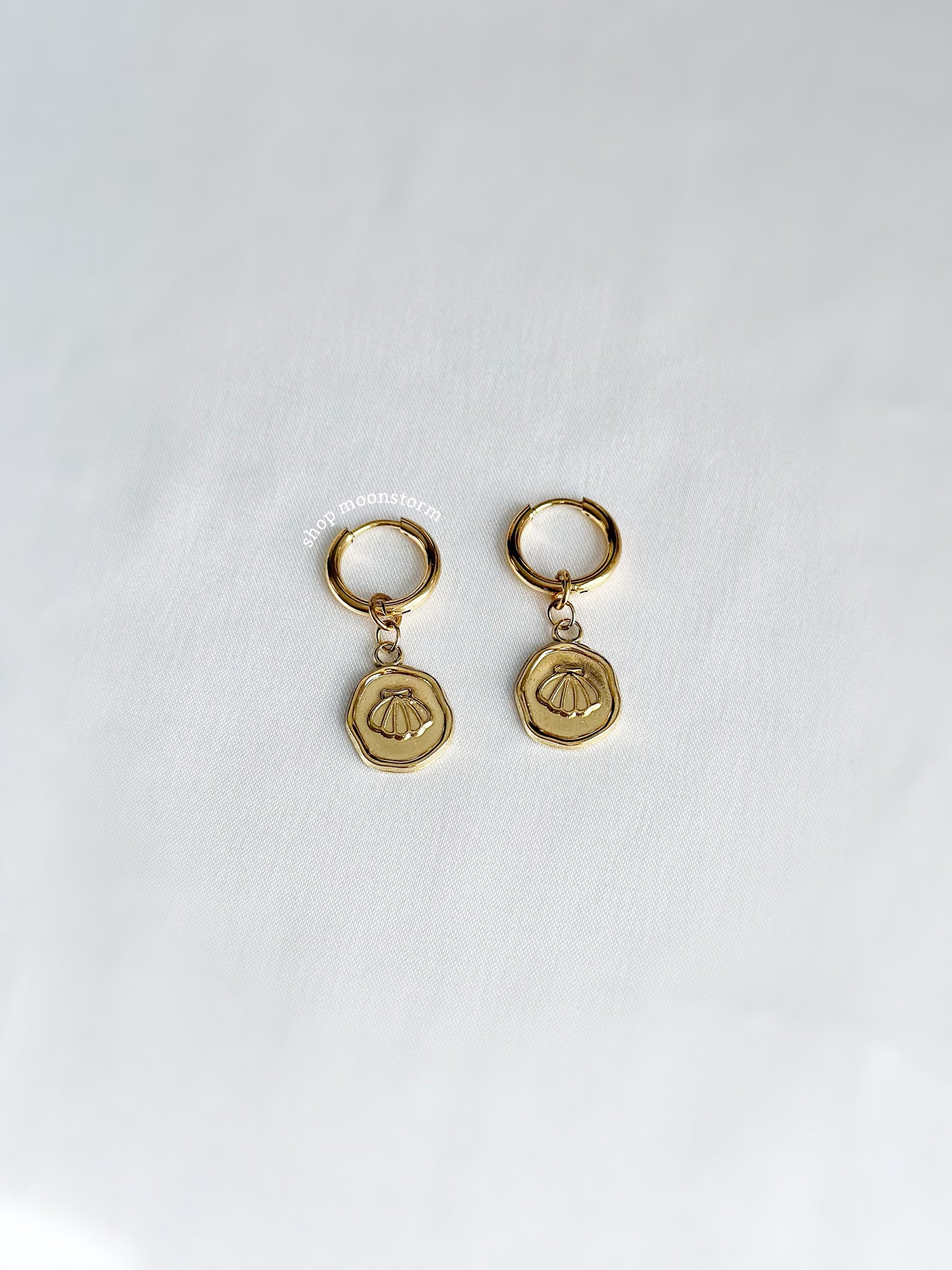 Gold Shell Hoop Earrings