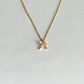 Gold Pink Bow Necklace