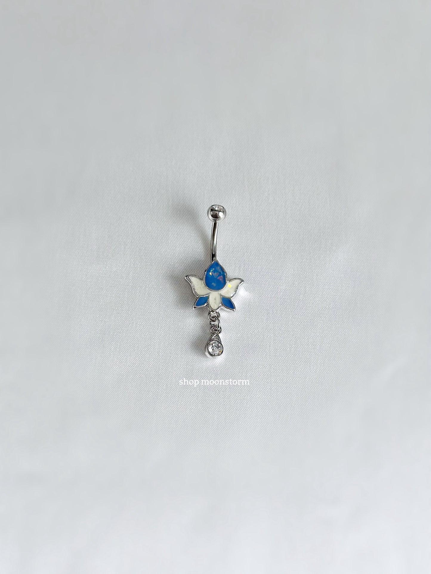 Blue Lotus Flower Belly Ring