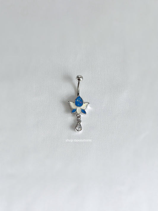 Blue Lotus Flower Belly Ring