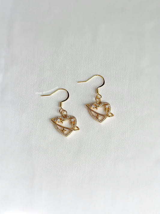 Gold Celestial Heart Earrings