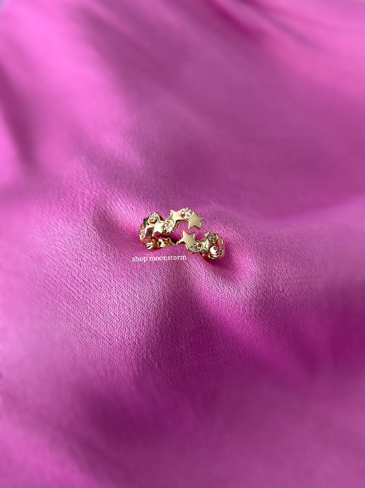 Gold CZ Star Band Ring