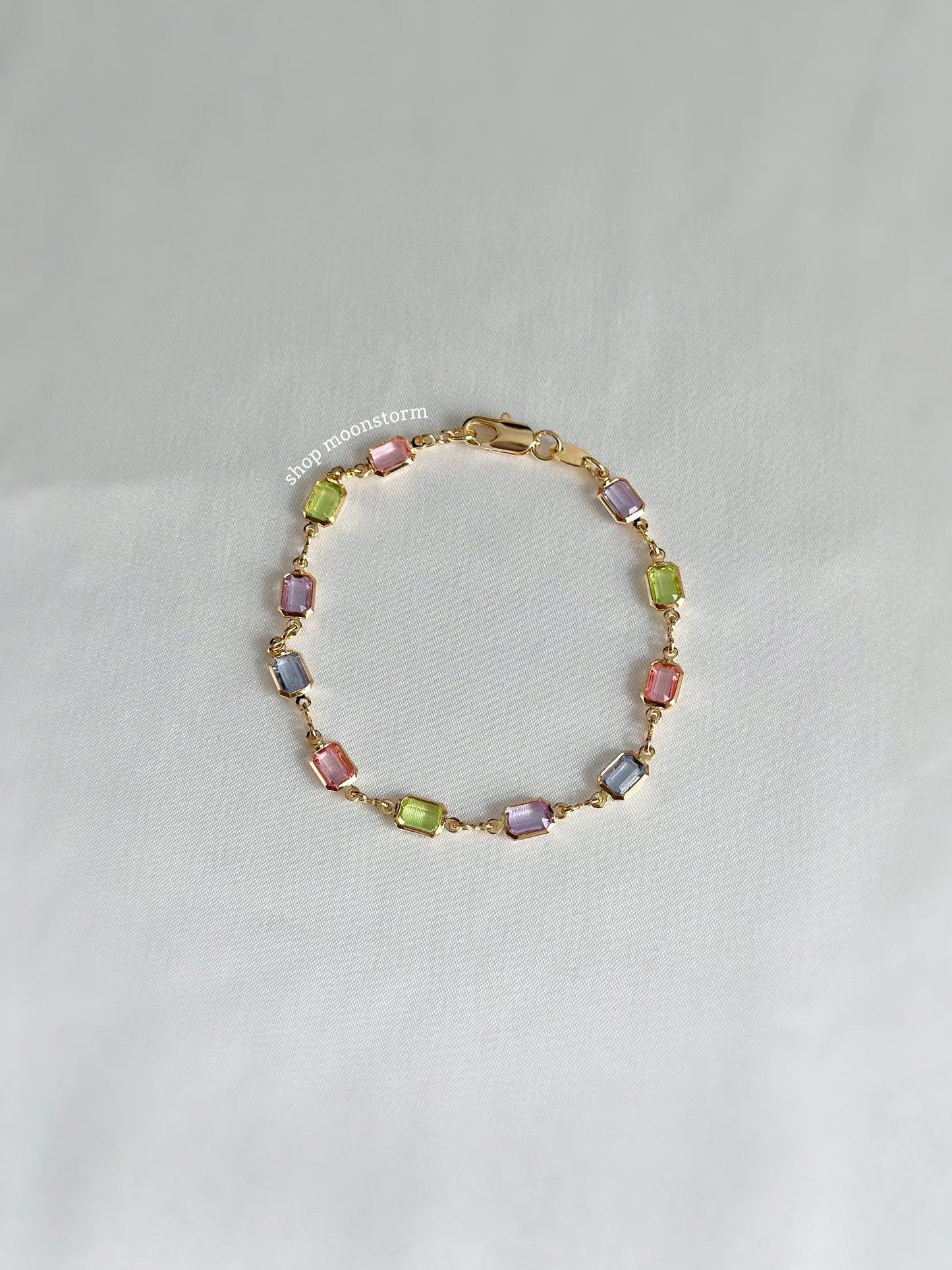 Pastel Multicolor Rectangle Gemstone Bracelet