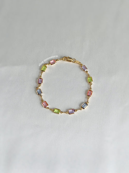 Pastel Multicolor Rectangle Gemstone Bracelet