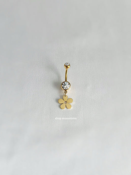 Gold Daisy Flower Belly Ring