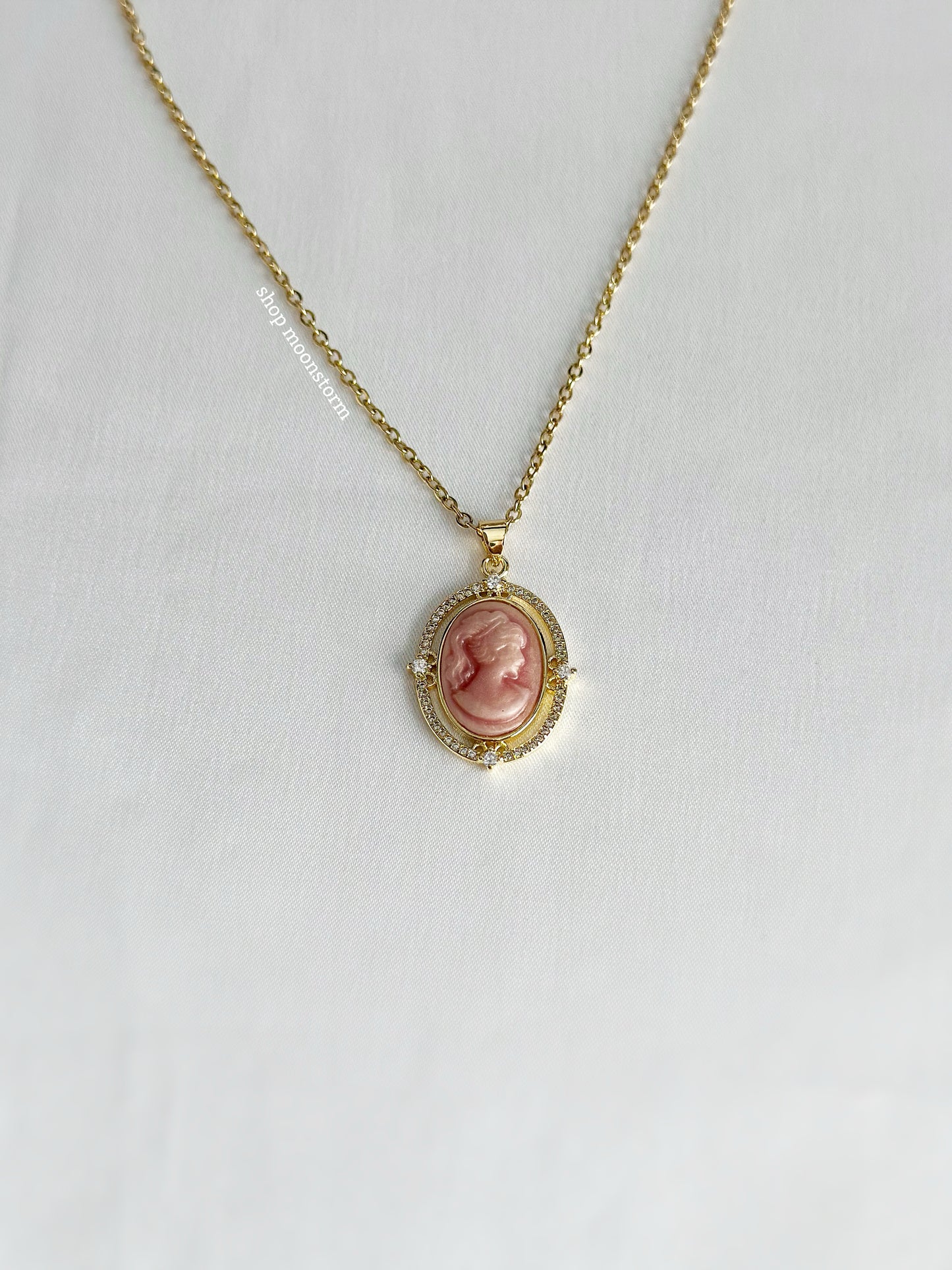 Victorian Pink Cameo Necklace