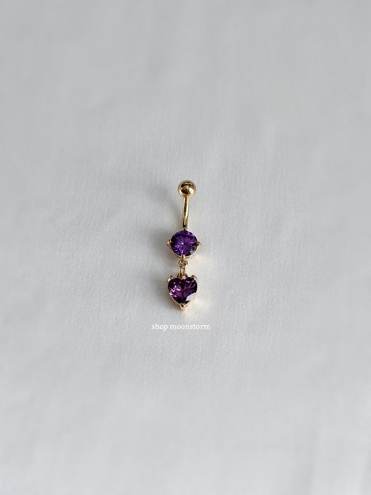 Amethyst Crystal Dangle Belly Ring