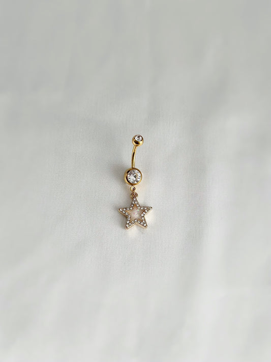 Gold Sparkly Star Belly Ring