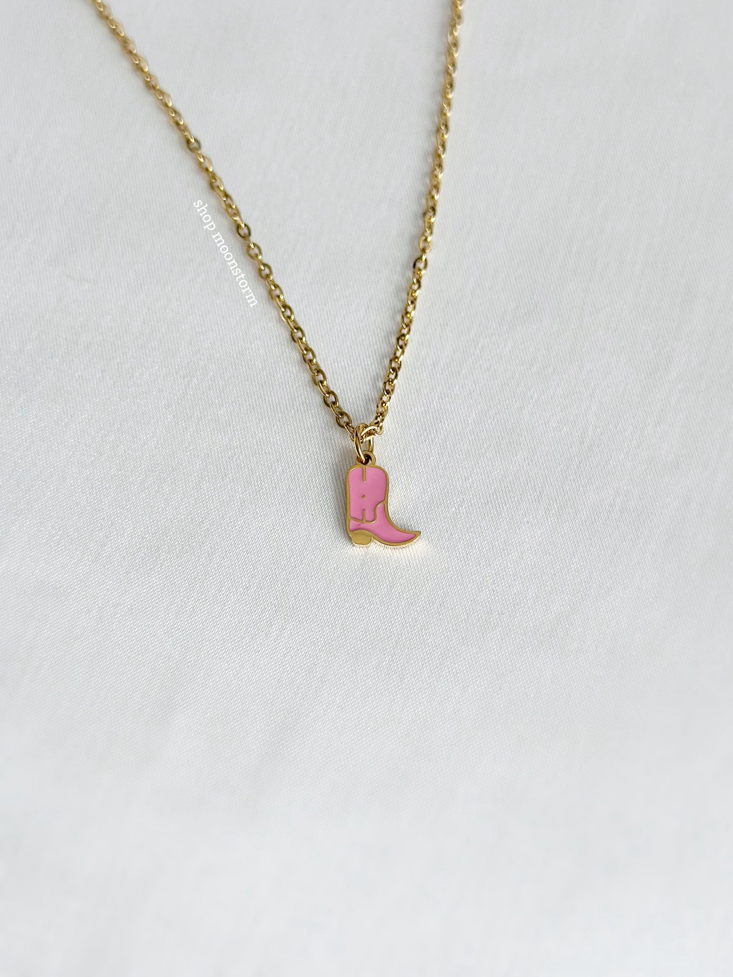 Pink Cowgirl Boot Necklace