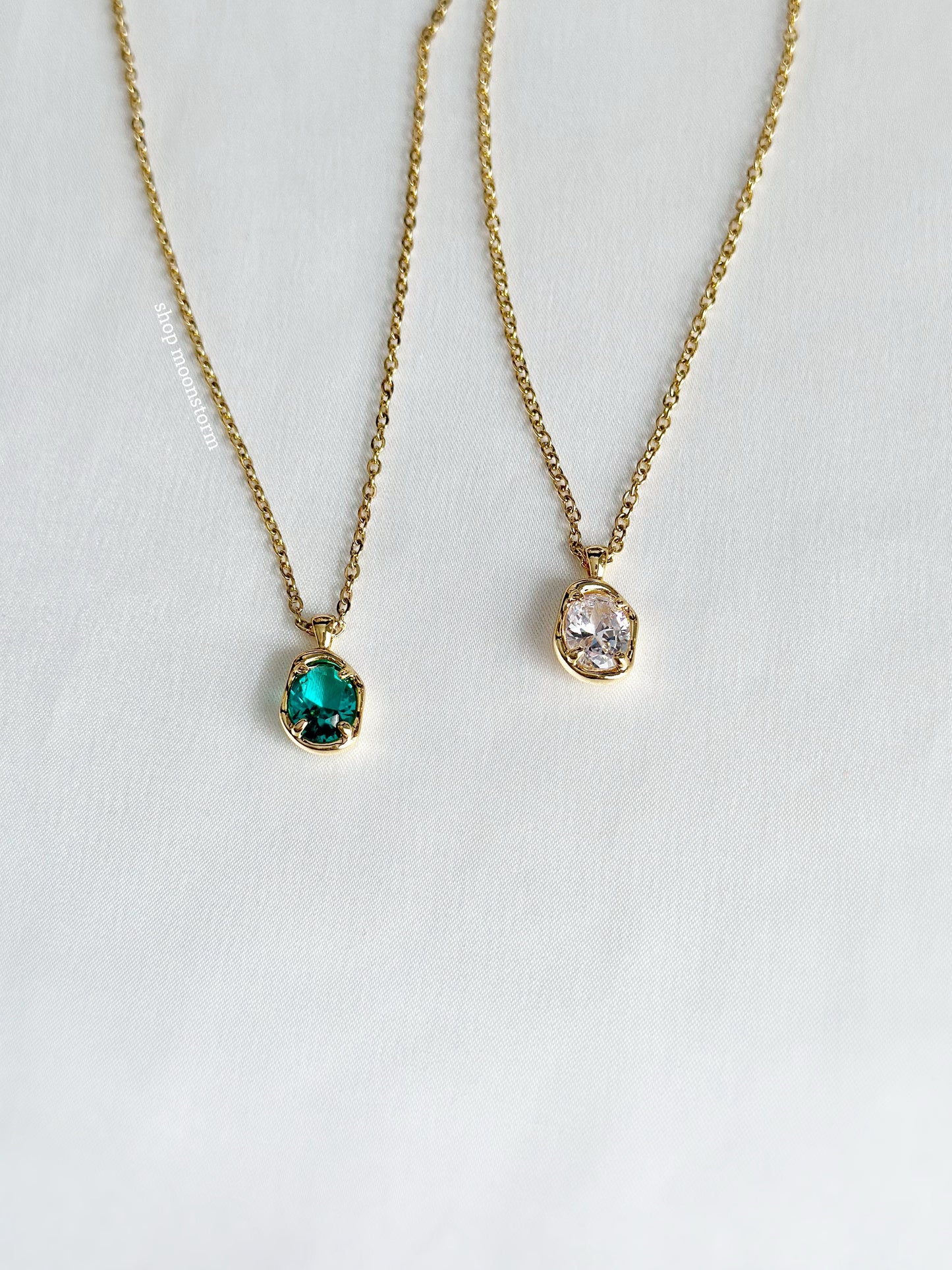 Gold Clear Gemstone Necklace