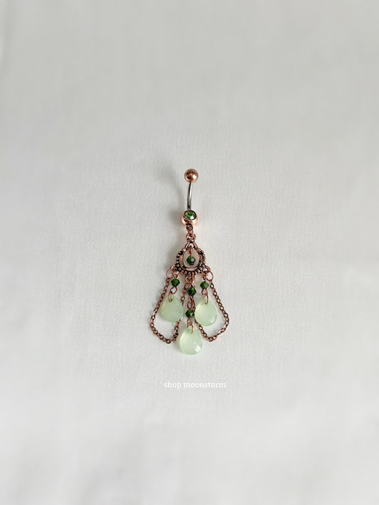 Vintage Jade Green Crystal Belly Ring