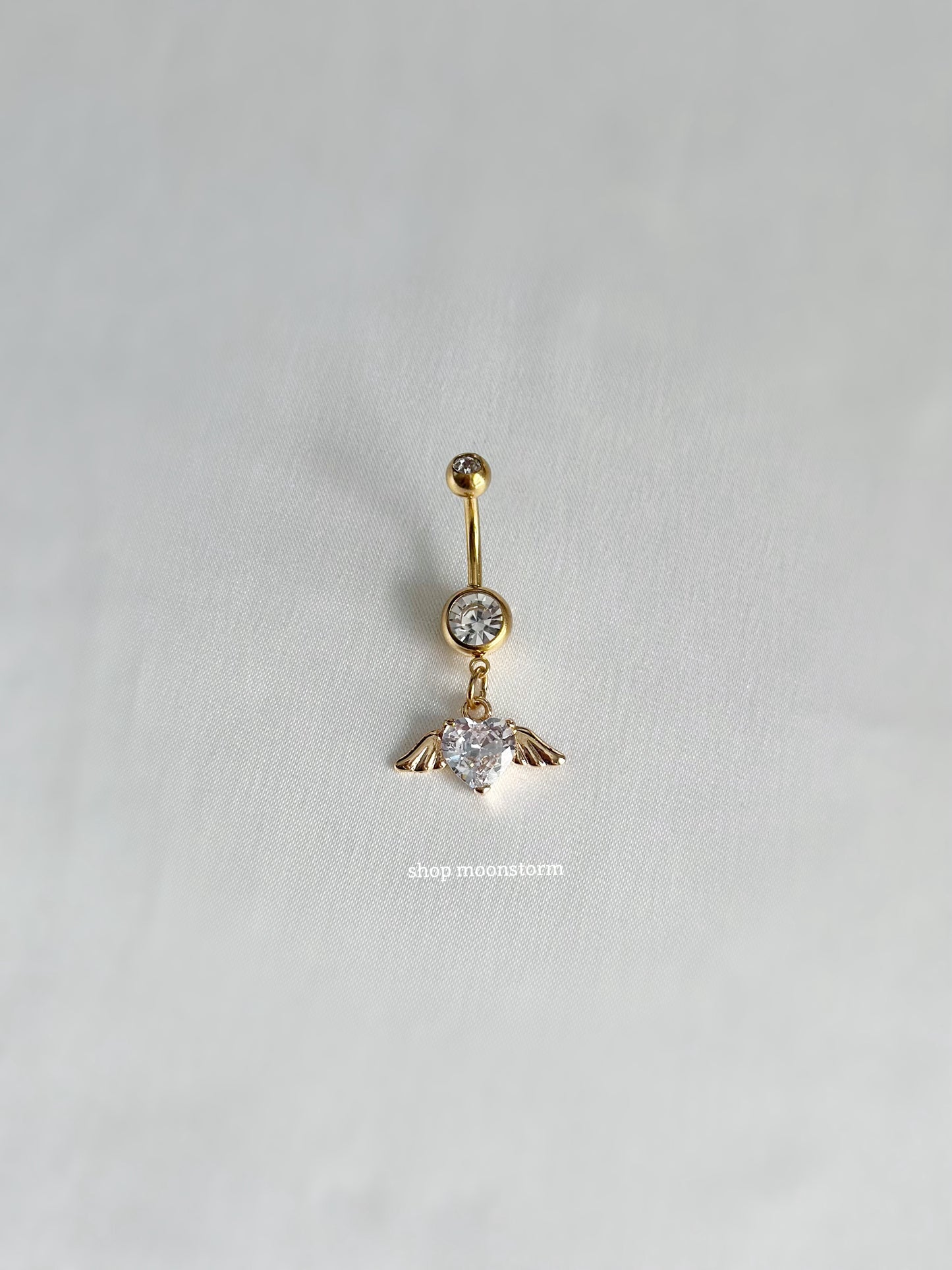 Gold Angel Heart Wings Belly Ring