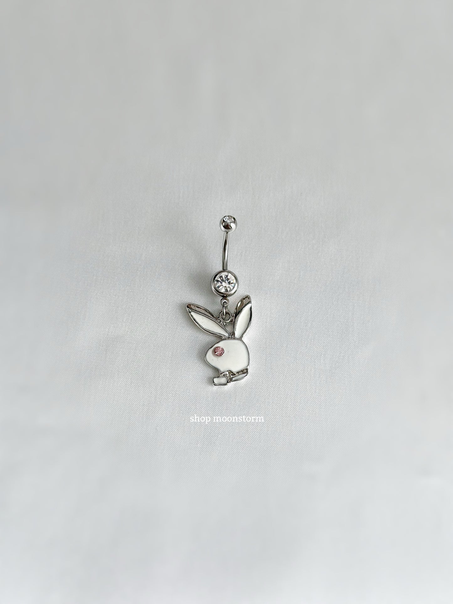 White Bunny Belly Ring