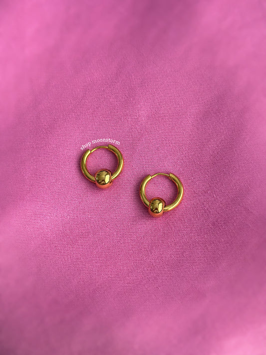 Gold Captive Ball Hoop Earrings